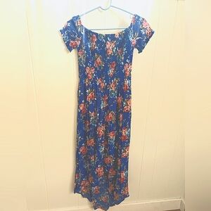Parisian blue floral high-low dress
